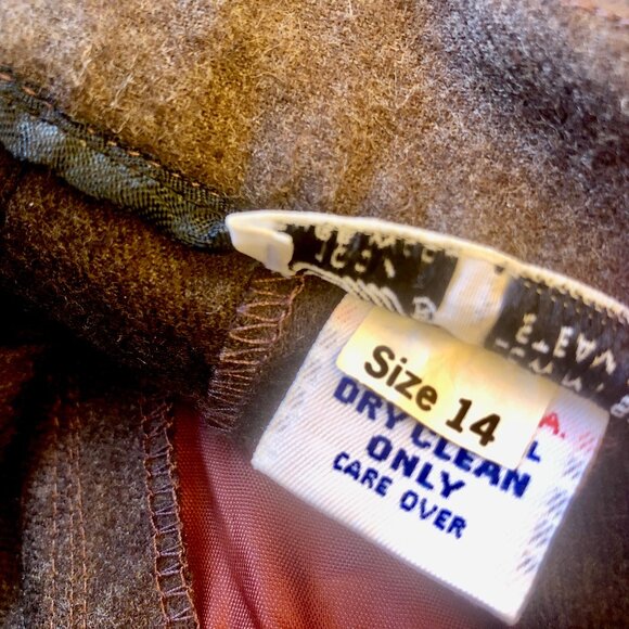 Brown 100% Wool Maxi Long Skirt Button Down Front Vintage 80's USA Womens 14 - Picture 13 of 15